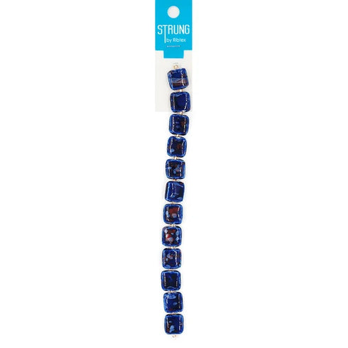 Blue Colour Square Ceramic Strung Beads